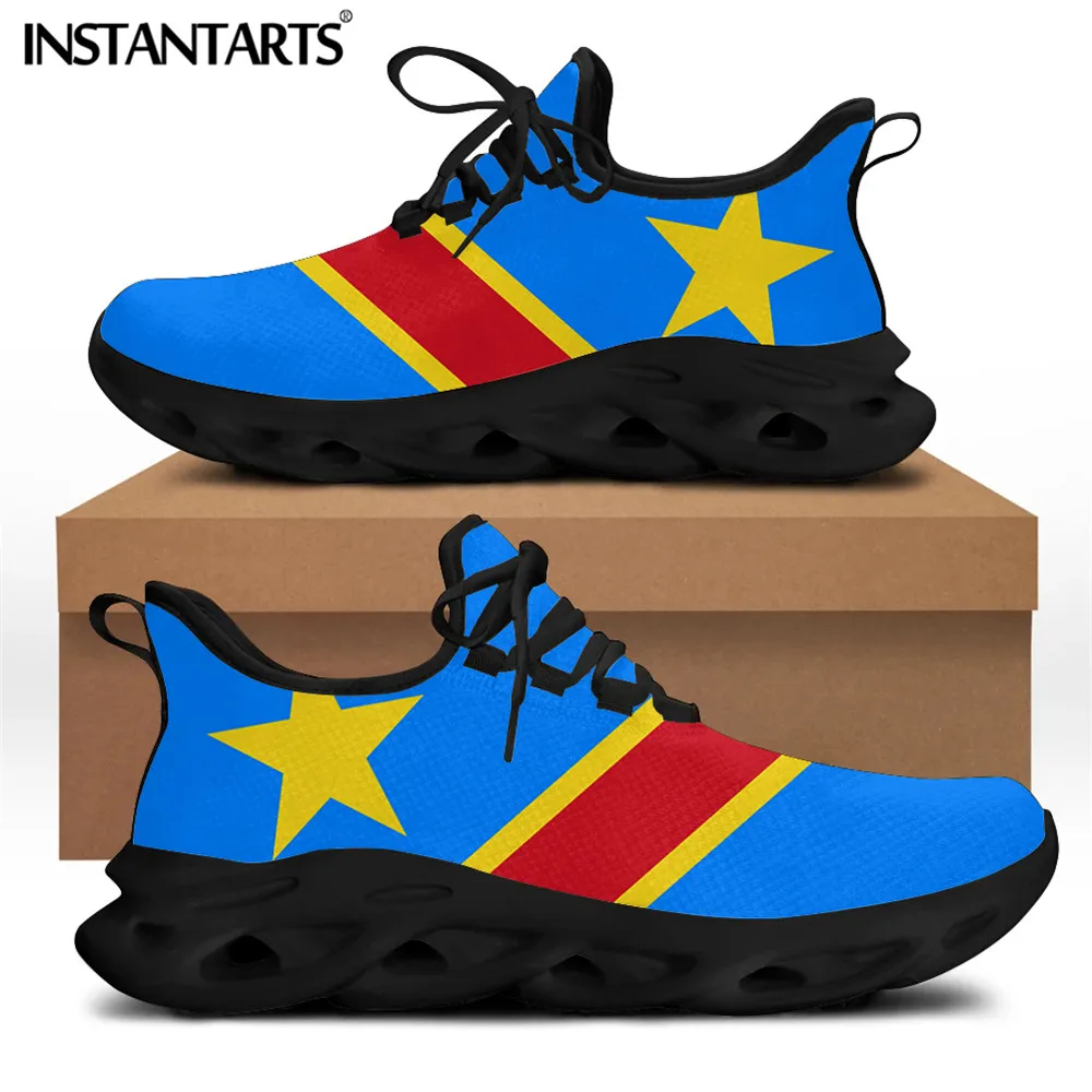 INSTANTARTS Republic of Congo Flag Designer Men Casual Shoes Sneakers Flats Male Lace Up Wear-resistant Tenis Masculino 2021