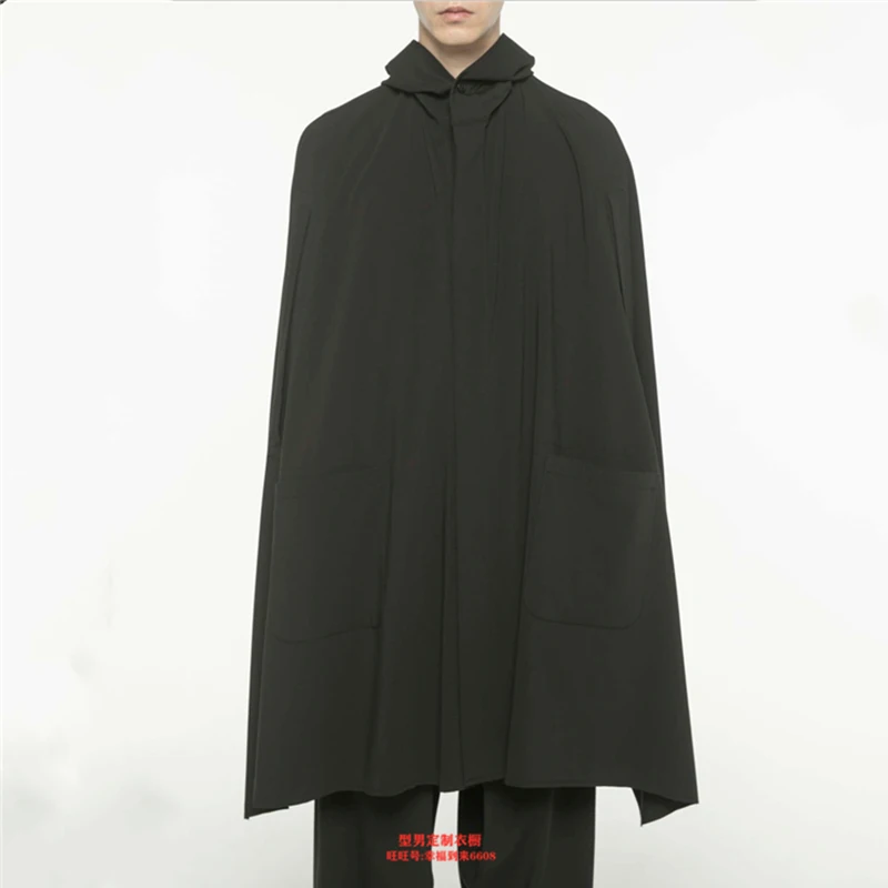 Coat spring summer bat casual hooded cape trendy men's loose and fashionable sun proof clothes