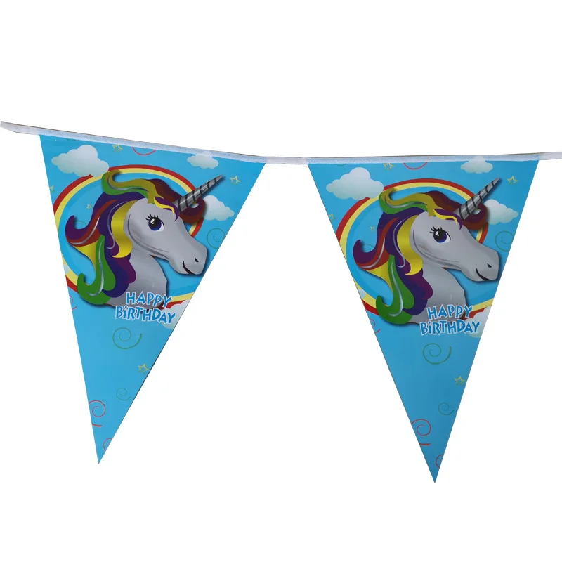 2.5M 10 Unicorn Paper Flag Girl Birthday Party Bunting Banners Baby Shower Unicorn Garland Wedding Event Party Pennant DIY Decor