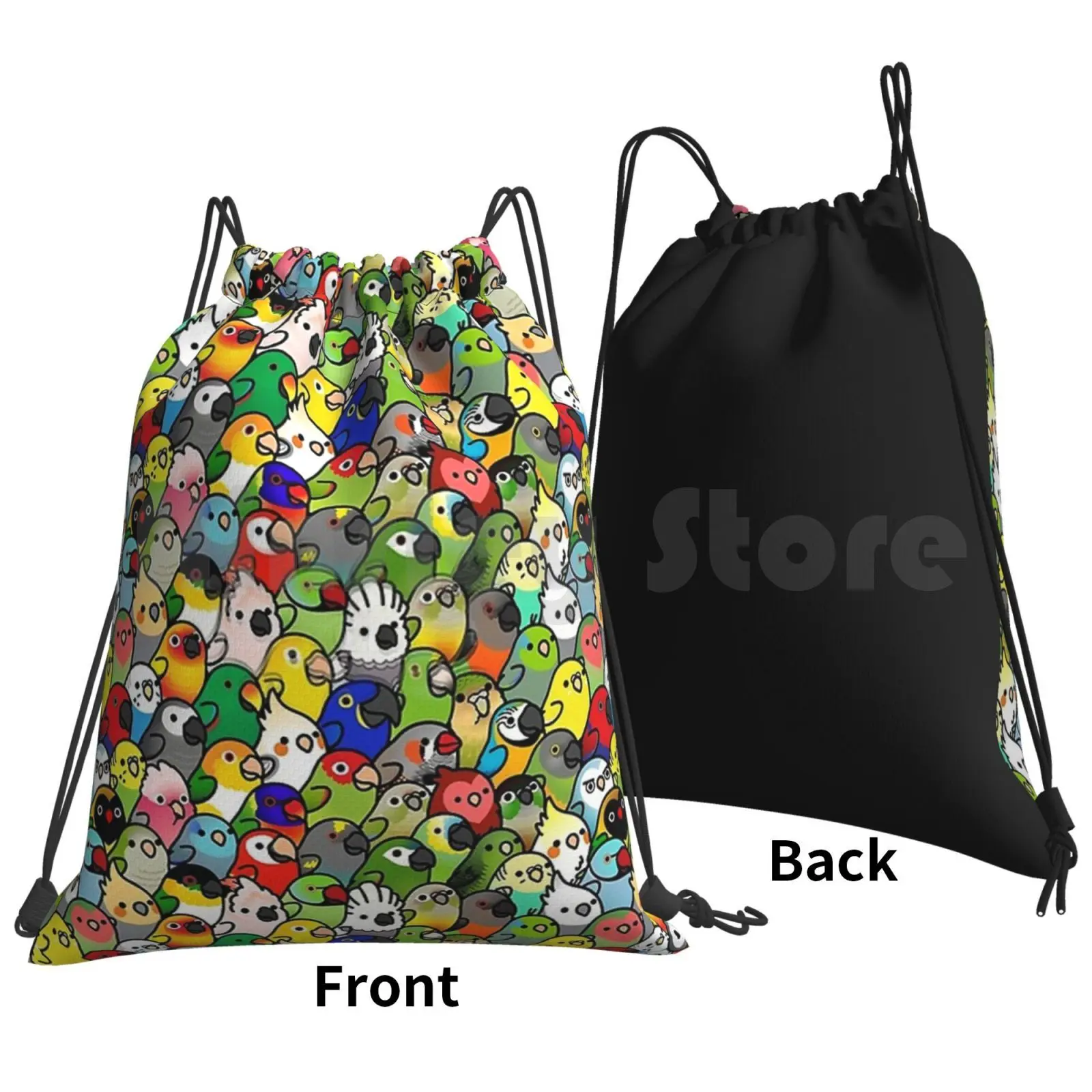 Everybirdy Colourfull Pattern Backpack Drawstring Bag Riding Climbing Gym Bag Pattern Bird Animal Birds Colorful Cool Funny