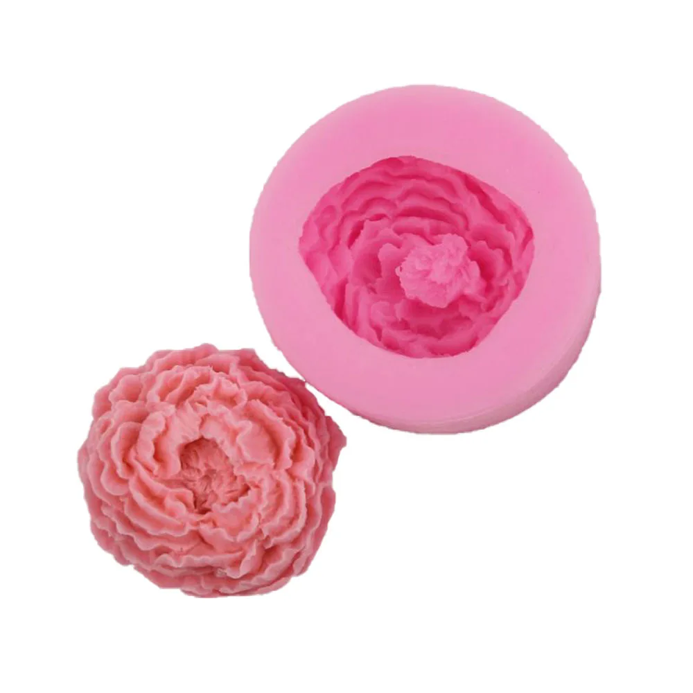 

3D Peony Flower Shape Silicone Fondant Molds DIY Aromatherapy Candle Mould Handmade Soap Candle Clay Mold Cake Decorating Tools