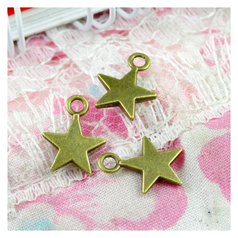 

200pcs Small Five-pointed Star Charms Antique Bronze Necklace Pendant Handmade Hanging Crafts Earrings Finding Vintage