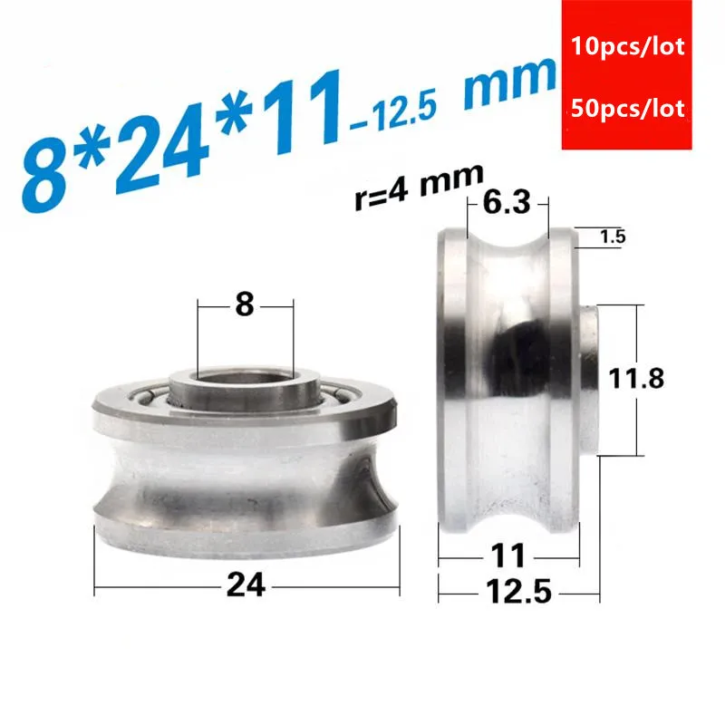 Polia do Rolamento do Sulco de u Roda da Trilha Aço Lr36008 8x24x11 mm Diâmetro 8x24x11 mm 10 Pcs 50 Pcs