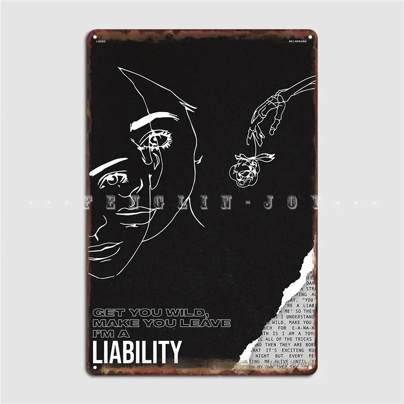 Lorde Liability Poster Metal Plaque Cinema Kitchen Wall Custom Plaques Tin Sign Poster