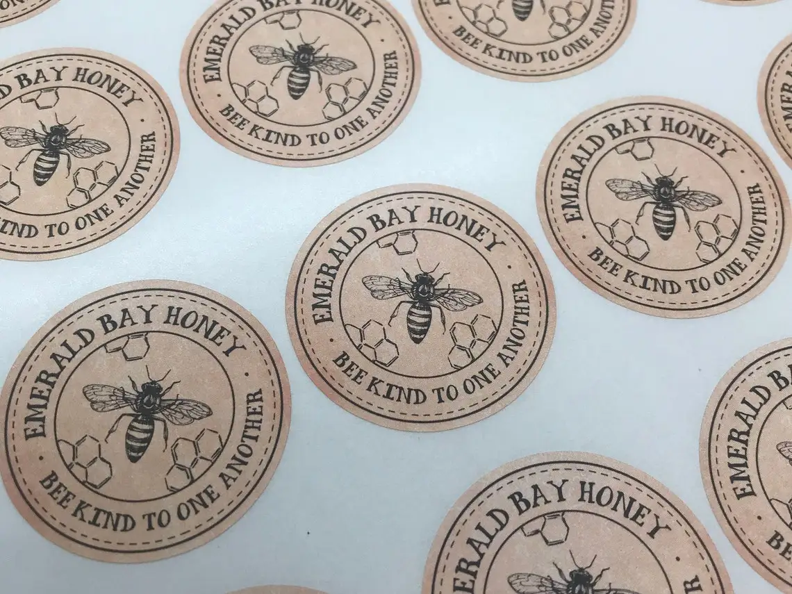 CUSTOM Honey Labels, Customized Round Honey Stickers, Custom Oval Honey Labels, Waterproof Labels, Honey Jar Labels, 100% Pure H