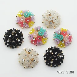 New 21MM 5pcs round beautiful flowers sewing buttons crystal resin gift box decoration clothing accessories DIY small jewelry