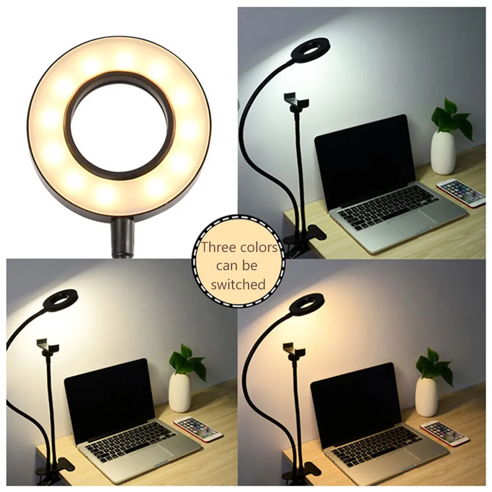 Lámpara de anillo redondo, lámpara Led recargable por USB para Selfie con Clip, luz de relleno de maquillaje en vivo, Clip de teléfono para fotografía, Chasing Drama.