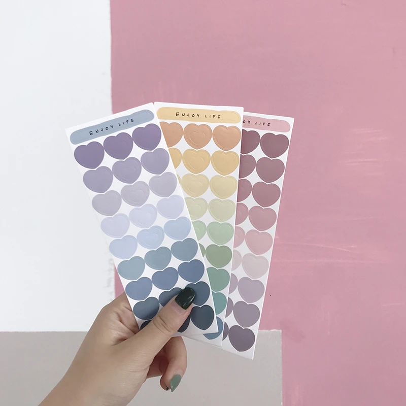 Ins Gradual Change Color Love Shape Decorative Sticker Waterproof Creative Rainbow Student Notebook Seal Sticker Stationery