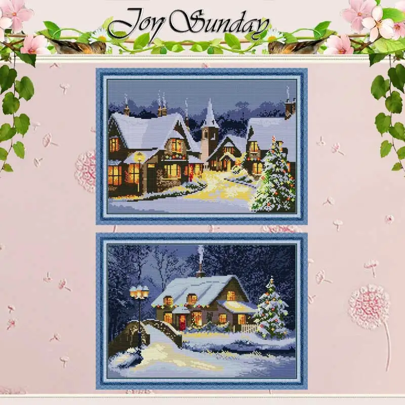 Christmas Eve in Town Counted Cross Stitch 11CT 14CT Printed Cross Stitch Set DIY Handmad Cross-stitch Kit Embroidery Needlework