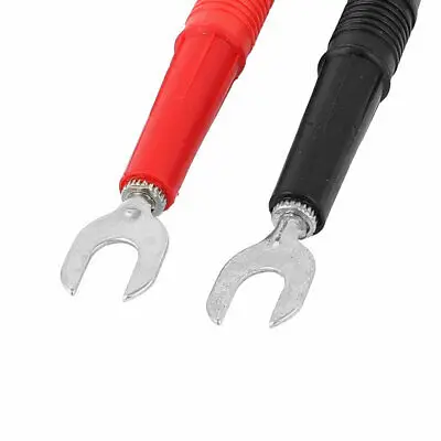 Pair Multimeter Fork Terminal Alligator Clips Extension Test Leads Cable 1 Meter