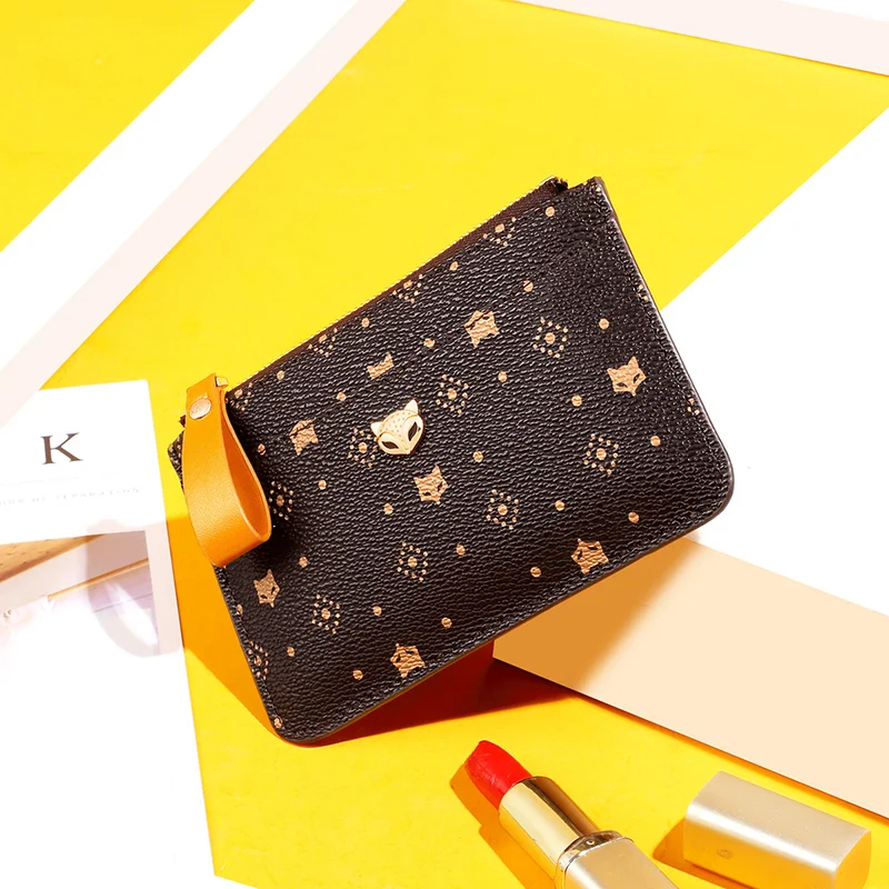 FOXER Women Wallets Embossing Mini Card Holder Wallet Stylish Lady Money Bag PVC Coin Packet Female Clutch Purse Lady Key Wallet