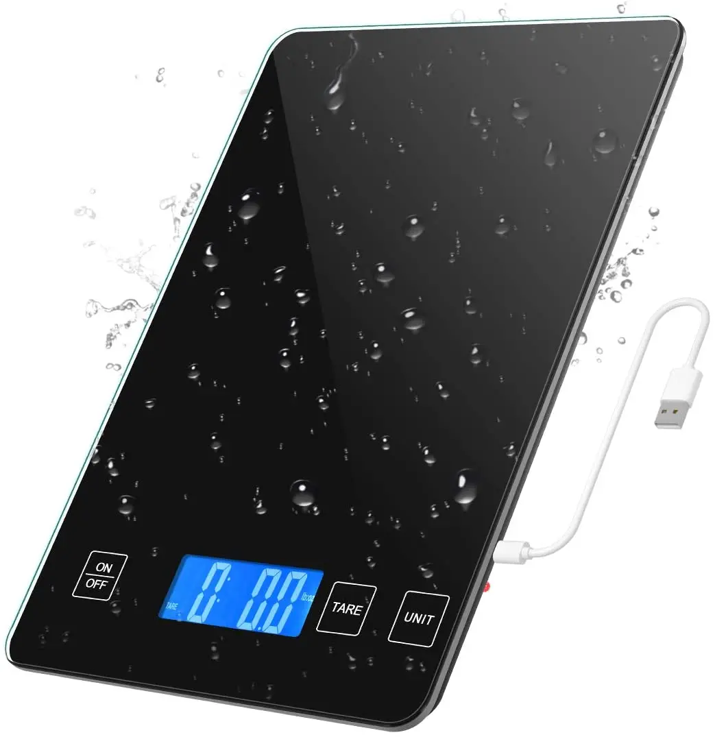 Digital Kitchen Scale 1g-10kg  Food Scale Waterproof Tempered Glass Platform High Accuracy Multi-Function Scale