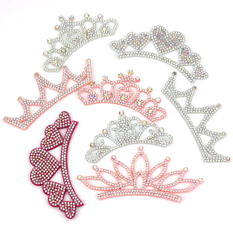 8Pcs Rhinestone Crown Appliques for Baby\'s Hair Clip Headwear Crafts Cap Shoes Jeans Patches Decoration Accessories Wholesale