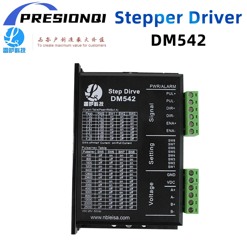 

DM542 2 pieces Stepper Motor Controller 2-phase Digital Stepper Motor Driver 18-48 VDC Max. 4.2A for 57 86 Series Motor