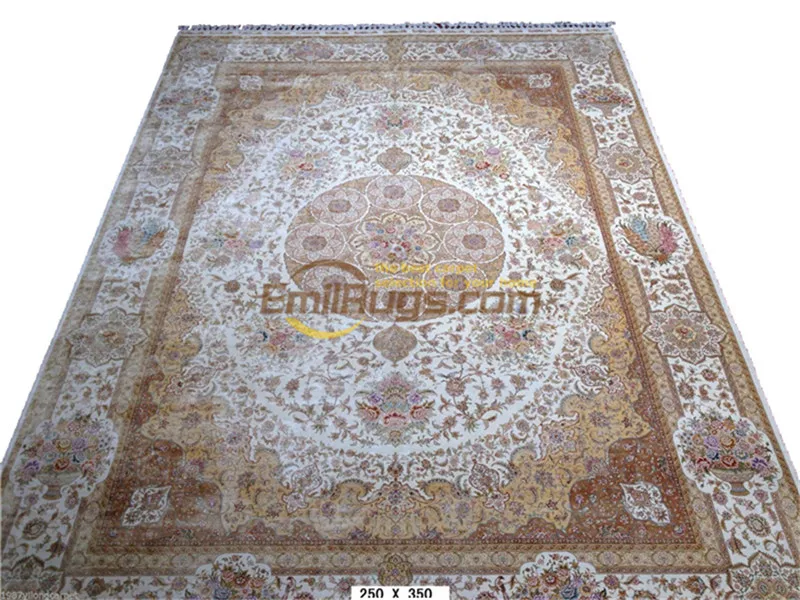 Persian design hand knot living room Turkish silk carpet