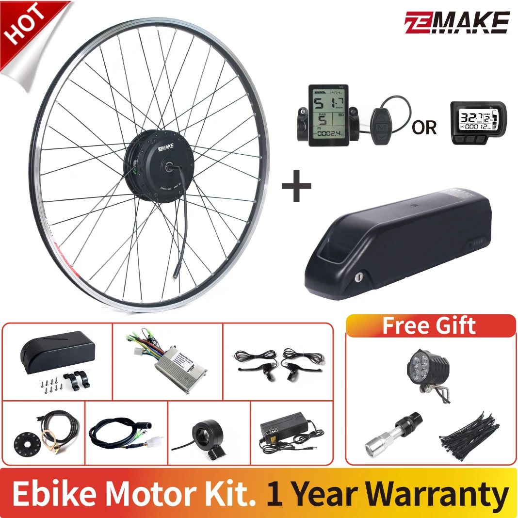 

Ebike Motor Kit Battery Wheel High Speed Brushless Gear Hub 36V 48V 20AH 350W 500W Electric Bike Conversion Front FreewheeZEMAKE