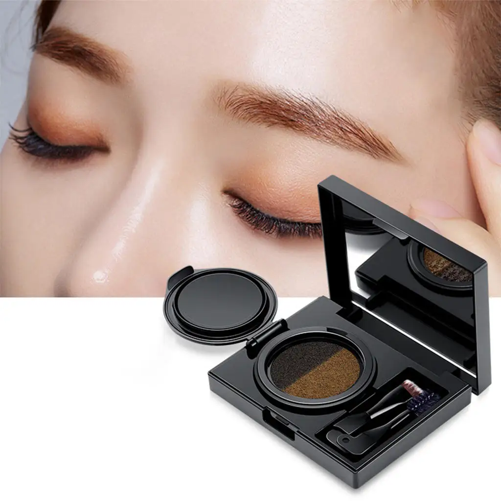 Poudre eye-blogueur avec miroir intégré, ensemble cosmétique, kit d'ombrage de maquillage imperméable, longue durée avec pinceau, palette à sourcils pour filles, 2 documents