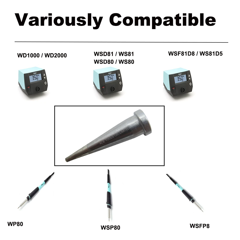 LTK Chisel 1.2Mm หัวแร้งสำหรับ WELLER WP80 WSP80 WSFP8 WD1000 WD2000 WSD81 WS81 WSF81D8 WS81D5จับเหล็ก