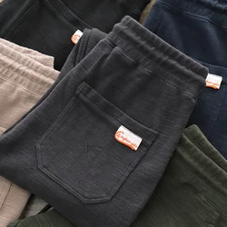 Autumn New Men's Fashion Simple Thick Knitted Sweatpants Heavyweight Elastic Waist Drawstring Sports Casual Ankle-length Pants