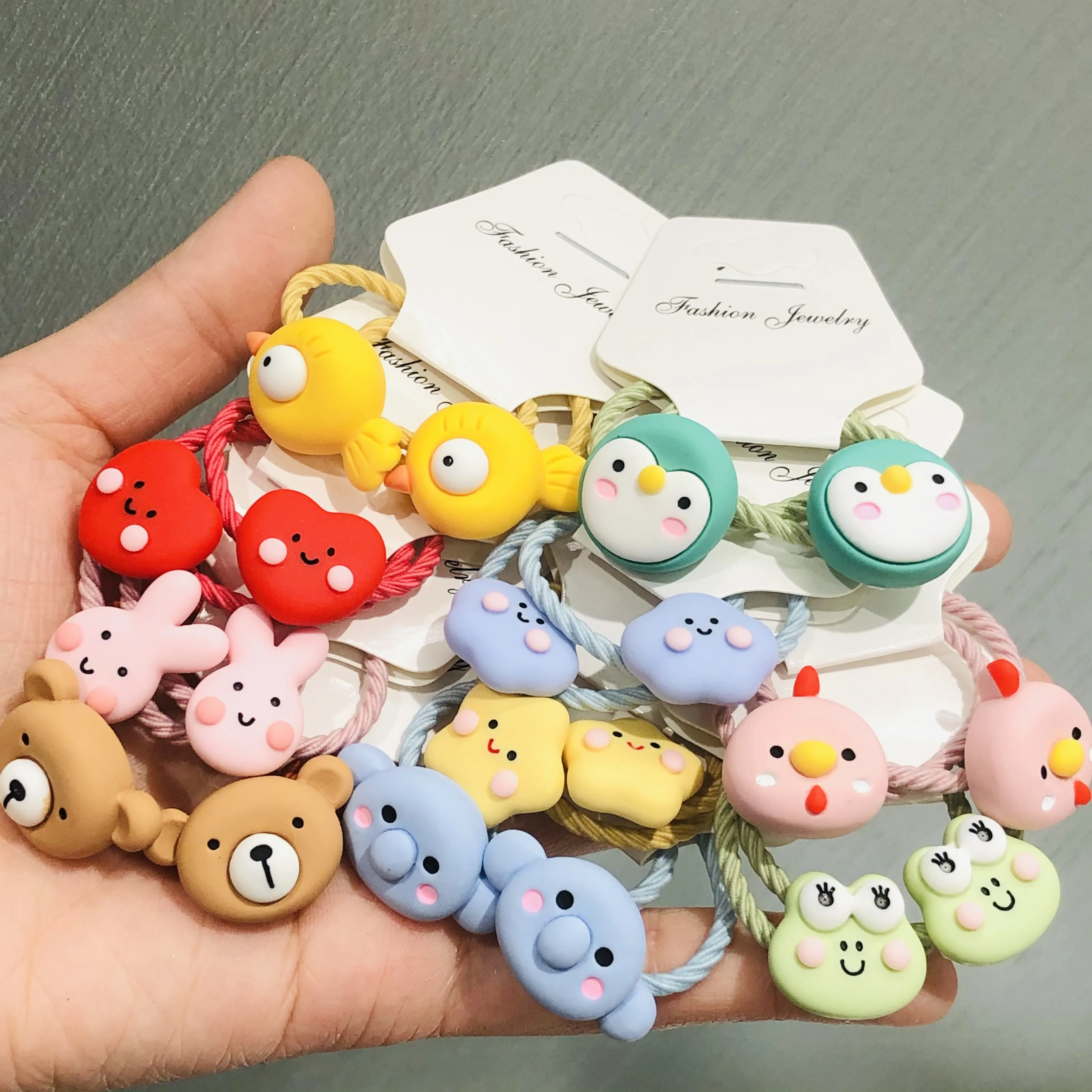 2Pcs Cute Animal Bird Frog Elephant Children Rubber Bands Scrunchies Elastic Hair Bands Girls Headband Decorations Ties Gum