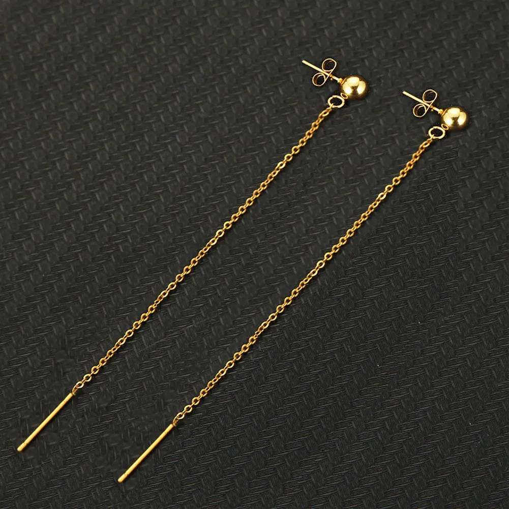 MinaMaMa Stainless Steel Thin Chain Earring For Women Girls Thread Earrings Hip Hop Jewelry Gifts image 6