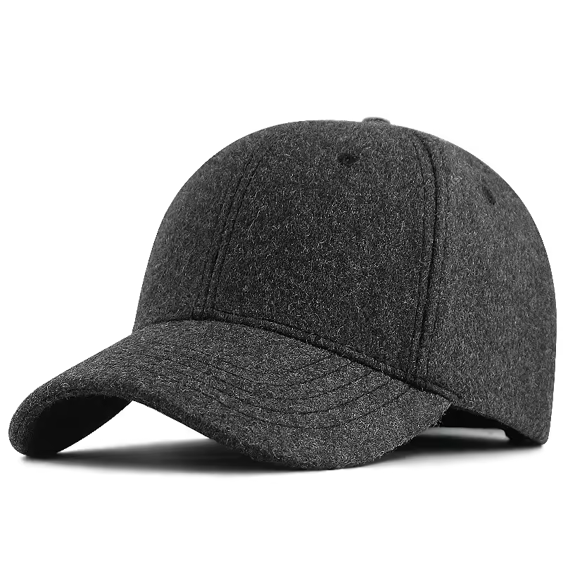 Male Winter large size felt baseball cap big head men fleece-lined sport hat plus size wool snapback caps 56-60cm 61-65cm