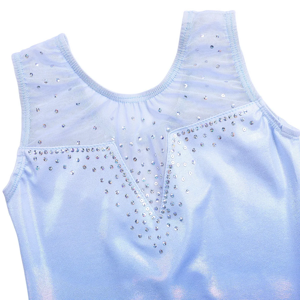 BAOHULU Toddler Girls Leotards for Gymnastics Ballet Sleeveless Mesh Sequins Dance Leotard Tank Kids Athlete Sports Bodysuit