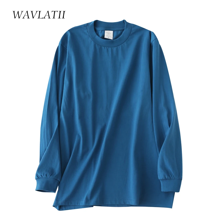 WAVLATII Brand New Women Casual Sweatshirts Female 100% Cotton Grey Hoodie Lady Orange Long Sleeve Tops for Autumn WH2118