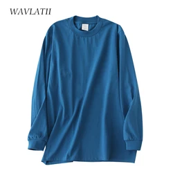 WAVLATII Brand New Women Casual Sweatshirts Female 100% Cotton Grey Hoodie Lady Orange Long Sleeve Tops for Autumn WH2118