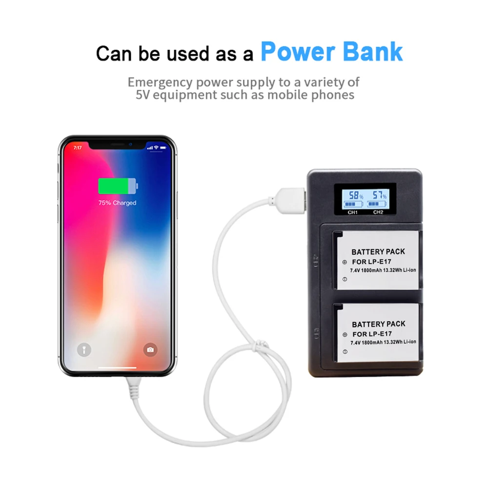 بالو الرقمية شاحن LP-E6 LP-E8 LP-E17 NP-FW50 EN-EL15 EL15 شاشة الكريستال السائل يأتي مع كاميرا بـ USB البطارية المزدوج فتحة شاحن