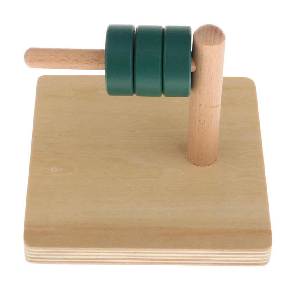 Wood Ring Stacking on Horizontal Dowel Toy for Kids Baby Preschool Education