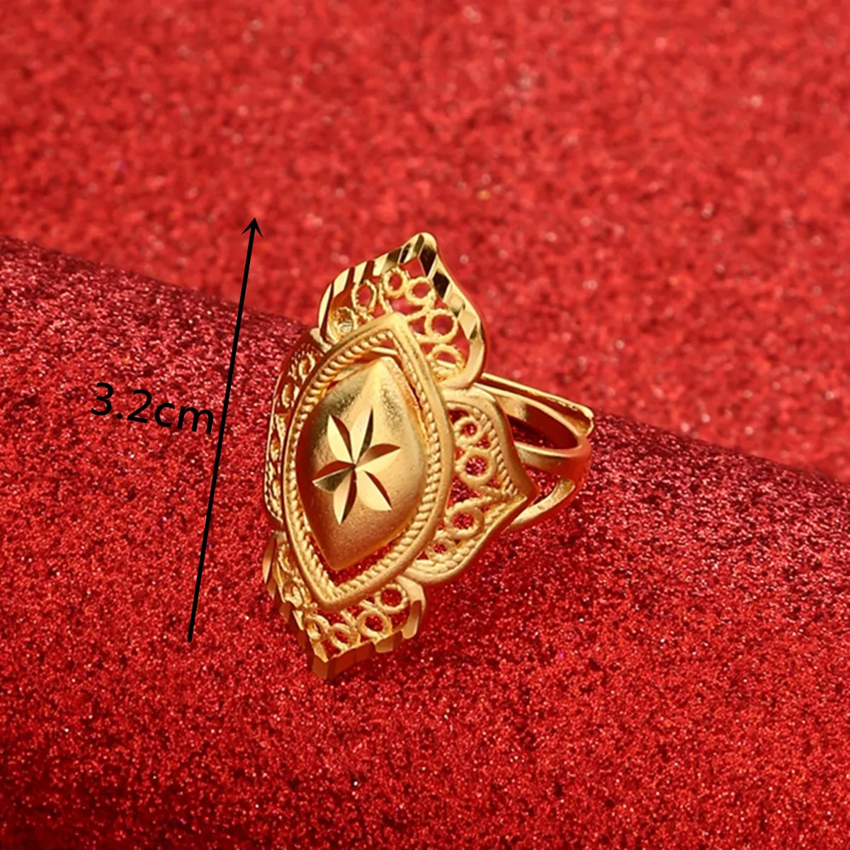 Arab Gold Color Free Size Ring for Women Teenager Middle East Dubai Wedding Jewelry Ethiopian African Party Gift