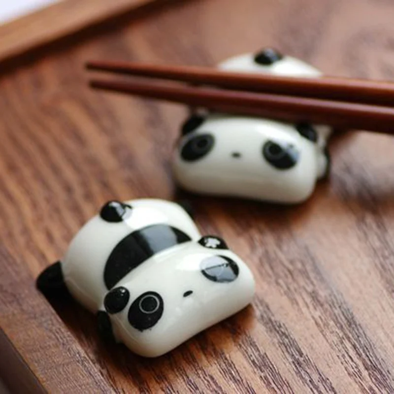 Cute Panda Chopstick Rack Ceramic Ware Porcelain Spoon Fork Chopsticks Holder Kitchen Accessories Kitchen Gadgets Accessories