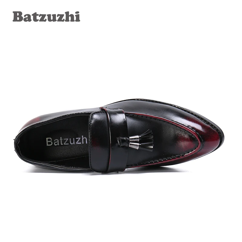 Batzuzhi Formal Leather Dress Shoes Men Italian Style Vintage Metal Pointed Toe Chaussure Homme Business, Sizes US6-12