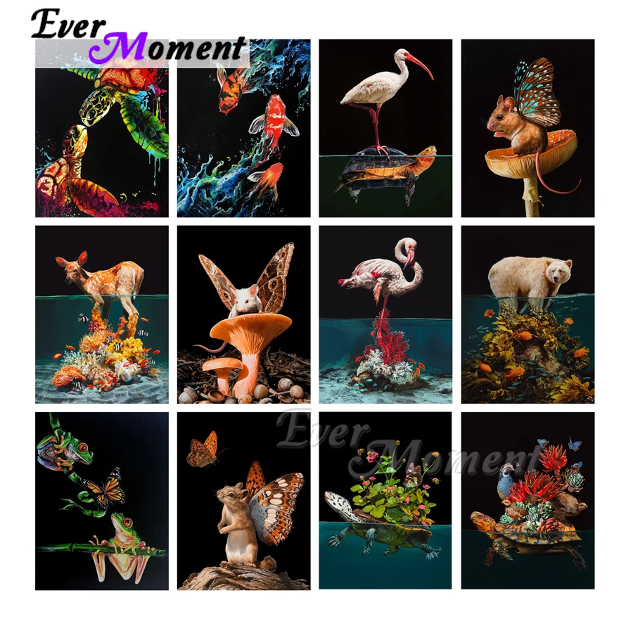 Ever Moment Diamond Painting Kit Water Animal Frog Full Square 5D DIY Painting By Beads Diamond Embroidery Cross Stitch ASF2314