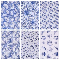 1pc Pottery Art Clay Ceramic Underglaze Colored Transfer Flower Paper Jingdezhen Blue and White Porcelain Decals Sticker 47*35cm