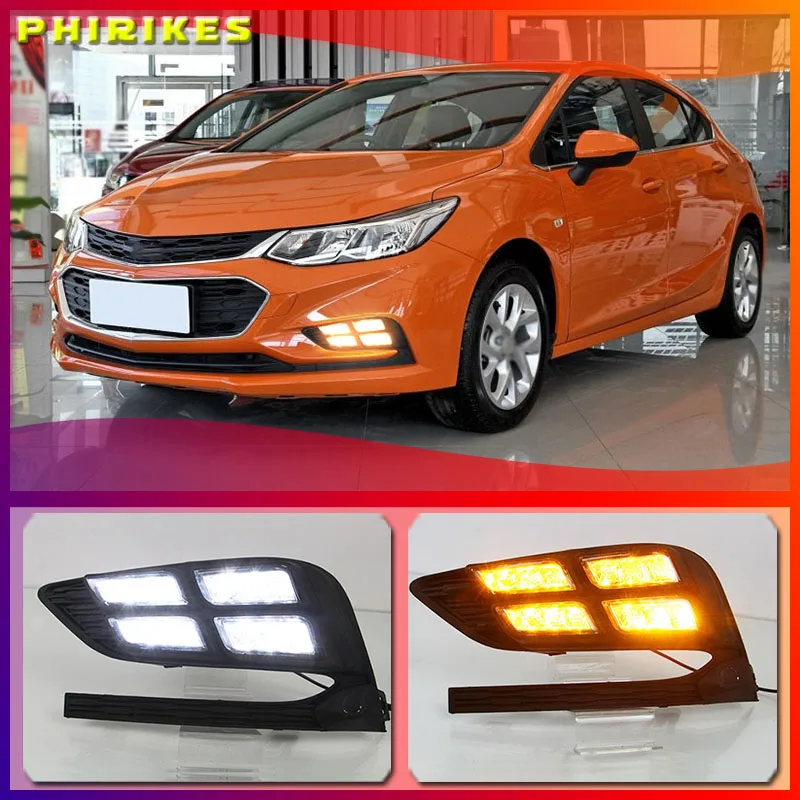 

2Pcs DRL For Chevrolet Cruze 2016 2017 2018 Daytime Running Lights fog lamp cover headlight 12V Daylight signal for Chevy