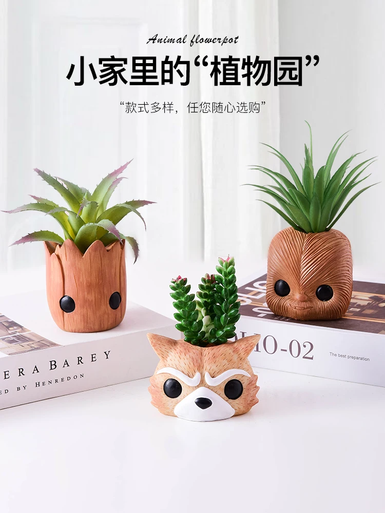 

Simulation succulent green plants cute small potted desktop decorations Mini ornaments creative cactus indoor false plants