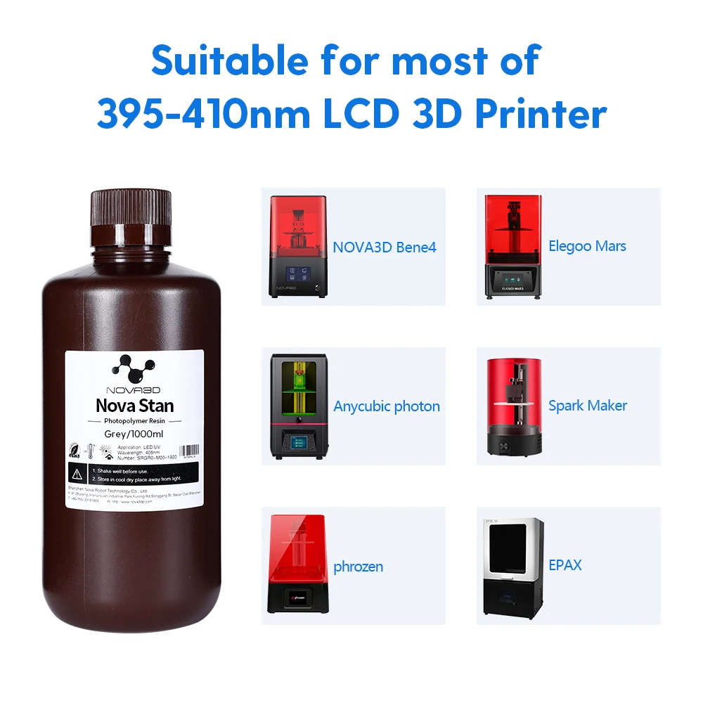 NOVA3D-resina UV para Impresora 3D, fotopolímero sensible a LCD de 405nm, Material de impresión de 500g, fotosensible