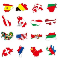 10/30/50PCS World Flag Map Stickers Aesthetic DIY Luggage Water Bottle Laptop Waterproof Graffiti Colorful Sticker Decals Packs 5