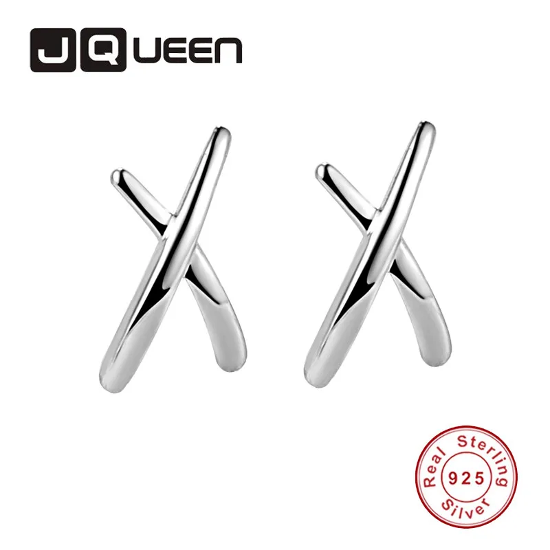 925 Sterling Silver Fine Jewelry New Design X Shape Earrings Fashion Jewelry Womens Accessories Ear Studs Set