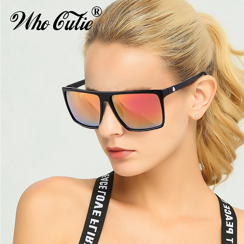 WHO CUTIE 2025 Oversized Square Sunglasses Men Brand Designer Thin Plastic Frame Resin Lens Male Black Sun Glasses Shades OM320