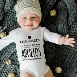 Vais a Ser Abuelos Baby Bodysuit Pregnancy Announcement Cotton Baby Coming Soon Ropa Outfit Long Sleeve Infant Romper Wear