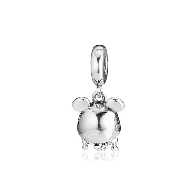 Charme d'oreille de souris Chip'n Dale en argent regardé pour femme, convient aux bracelets de salle perlés, bijoux féminins, perles de bricolage, printemps, jardin, mode