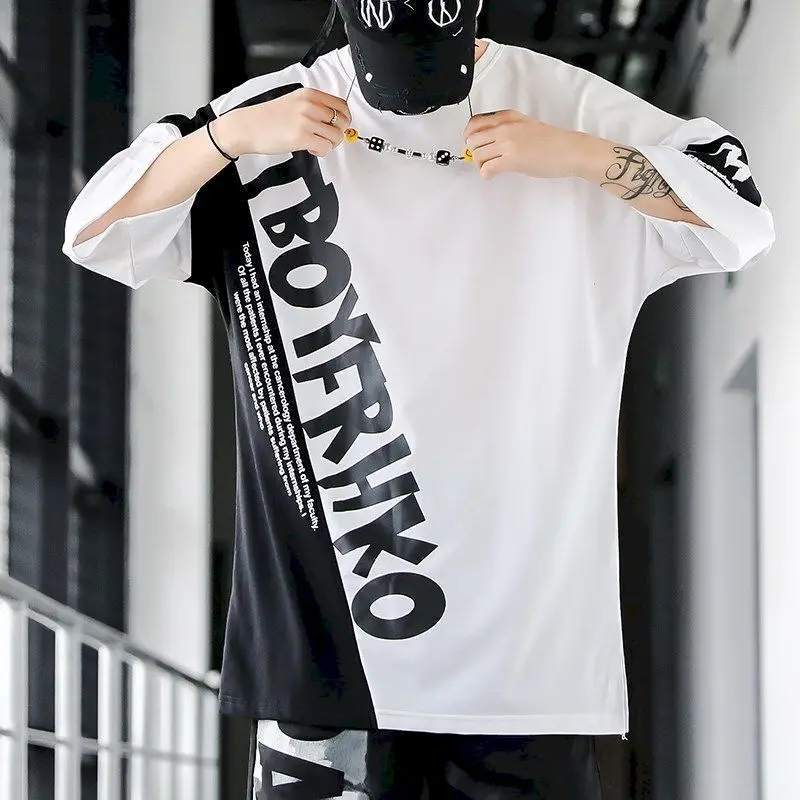 Men\'s Suits Sports Youth Casual Men Clothing Set Loose Oversized T-shirt Sweatpants Brand Korean Trend Hip-hop Two Piece Sets