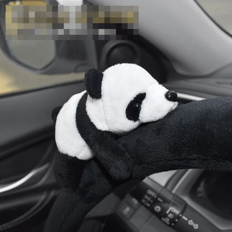 Cute Cartoon Panda Doll Car Seat Headrest Neck Pillow Support Soft Plush Auto Seatbelt Cover Car Interior Accessories Quality