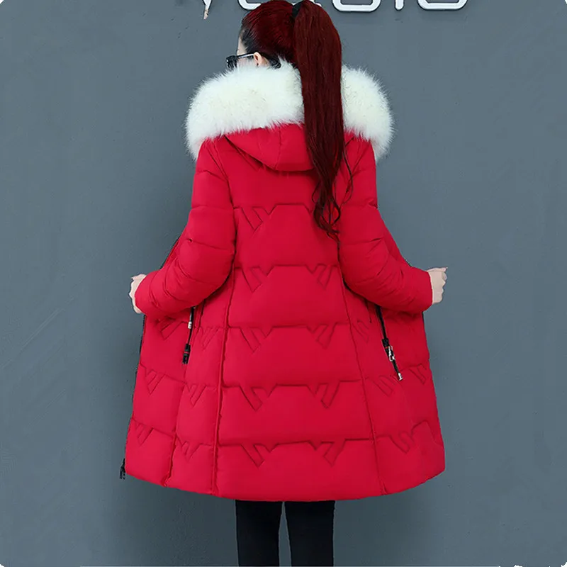 UHYTGF Thicken Autumn Winter Jacket Women 2023 Fur Collar Hooded Cold Protection Warm Coat Female Down Jacket Parker Ladies 1014