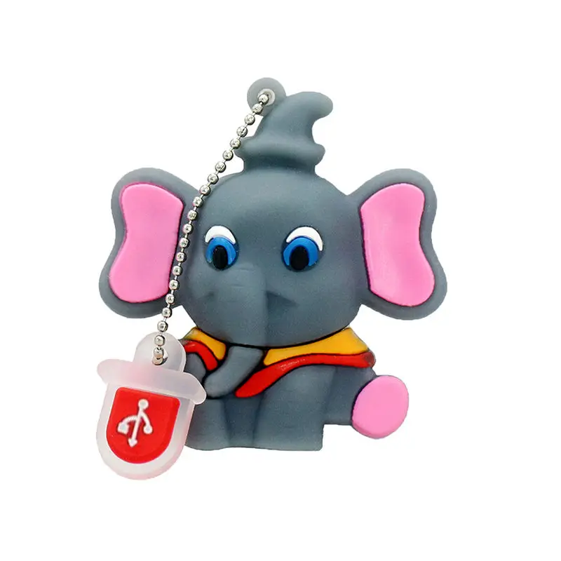 Hoạt Hình Hình Voi Đèn LED Cổng USB Dễ Thương USB 2.0 4GB/8GB/16GB/32GB/64GB/256GB Tặng Bút Dung Lượng Thực USB Tặng
