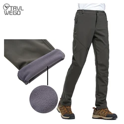 TRVLWEGO Winter Men's Hiking Pants Outdoor Camping Travel Windproof Snow Breathable Fleece Keep Warm Male Trekking Trousers