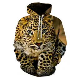 2022 New Casual Men 3D Animal Leopard Printed Hoodies Sweatshirts Men Women Funny Tiger Pullover Tops Oversized Hooded